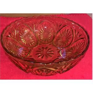 Vintage Stars And Cameo/Medallion Amber Bowl By Anchor Hocking